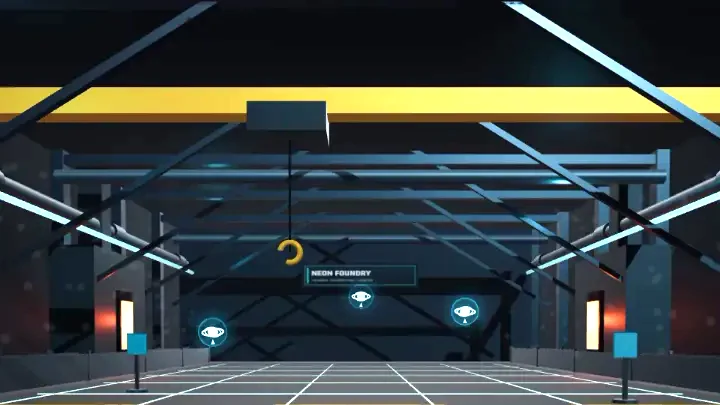 A crosshair drawn over the Foundry arena